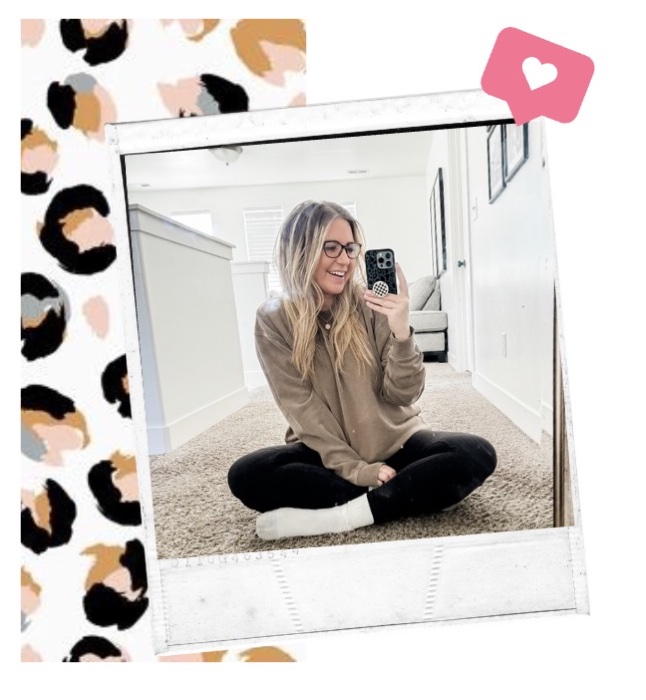 Polaroid-style photo of Dani, founder of the Bestie Squad, taking a mirror selfie.